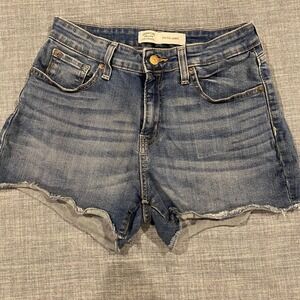 Levi Strauss Signature Womens Denim High Rise Cutoff Shorts Size 6 W28 Blue